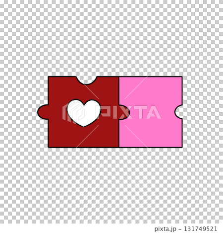 A heart is cut out of a red shirt and placed on a pink shirt 131749521