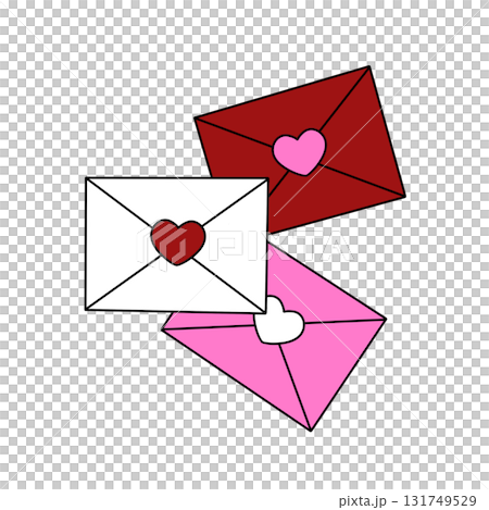 Three envelopes with hearts on them Three envelopes with hearts on them 131749529