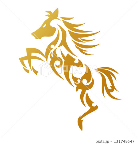 午・馬のトライバルデザインイラスト 午・馬のトライバルデザインイラスト 131749547