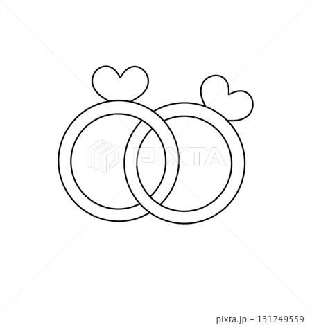 Two wedding rings with hearts on them Two wedding rings with hearts on them 131749559
