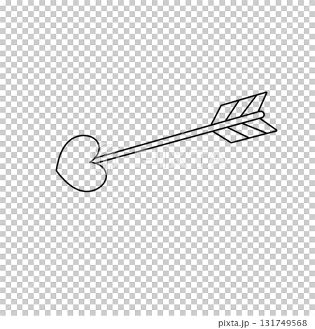 A black arrow pointing to the right with a heart on the left side 131749568