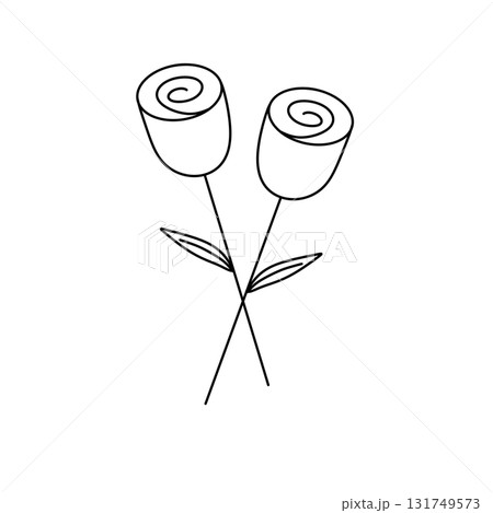 Two roses are drawn in black and white 131749573