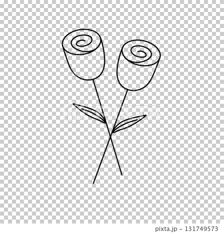 Two roses are drawn in black and white 131749573