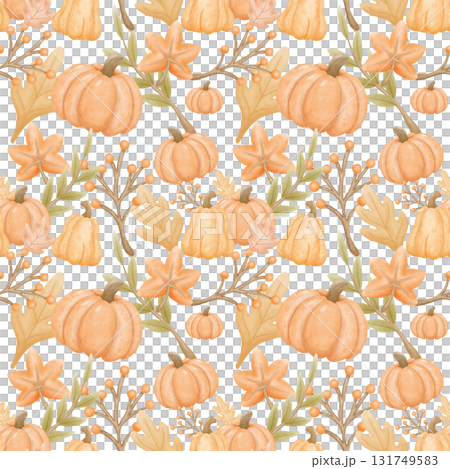 Thanksgiving holiday seamless watercolor pattern with harvest food and fall theme 131749583