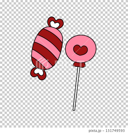 A candy bar with a heart on it and a lollipop A candy bar with a heart on it and a lollipop 131749593