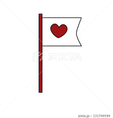 A red heart is drawn on a white flag A red heart is drawn on a white flag 131749594