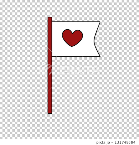 A red heart is drawn on a white flag A red heart is drawn on a white flag 131749594