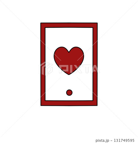 A red heart is drawn on a white background 131749595