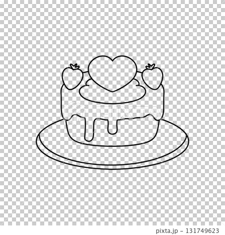 A cake with a heart on top and strawberries on the sides 131749623