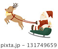 そりに乗るサンタとトナカイのイラスト 131749659