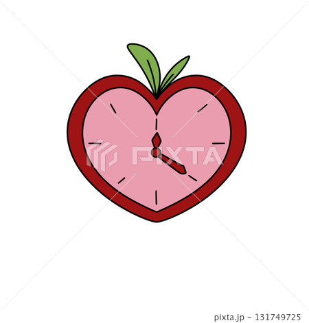 A heart shaped clock with the hands at 3:00 and 5:00 131749725