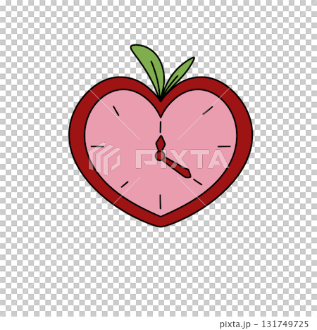 A heart shaped clock with the hands at 3:00 and 5:00 131749725