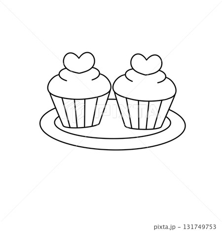 Two cupcakes with hearts on top of them 131749753