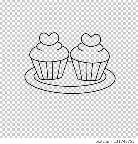 Two cupcakes with hearts on top of them 131749753