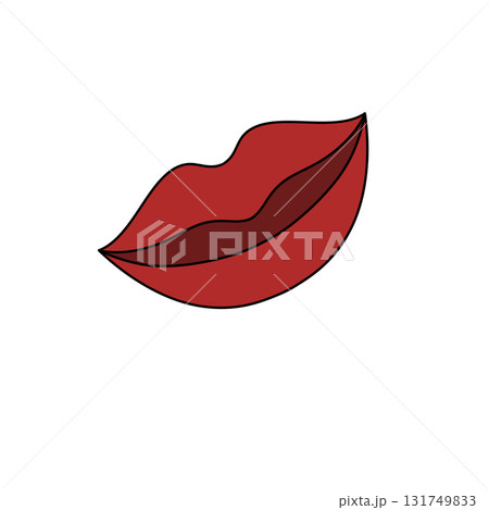 A red lip with a white background 131749833