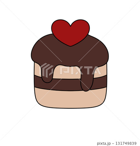 A chocolate cake with a heart on top 131749839