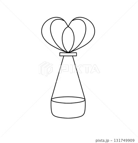 A white and black drawing of a bottle with a heart on top A white and black drawing of a bottle with a heart on top 131749909