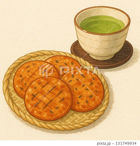お煎餅とお茶 131749934