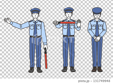 警備員のポーズ3種類（誘導、停止、お辞儀） 131749948