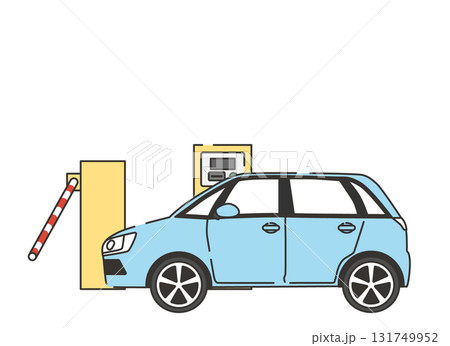 駐車場に入場しようとする車（横から） 131749952