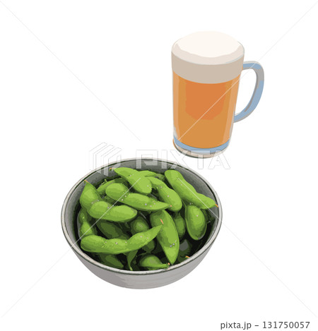 居酒屋のお通しの定番である枝豆と生ビール 131750057