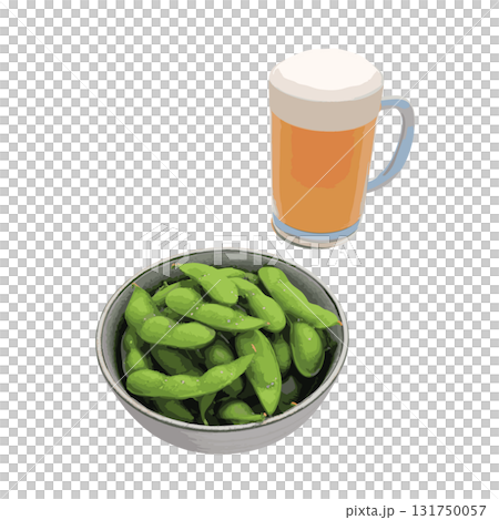 居酒屋のお通しの定番である枝豆と生ビール 131750057