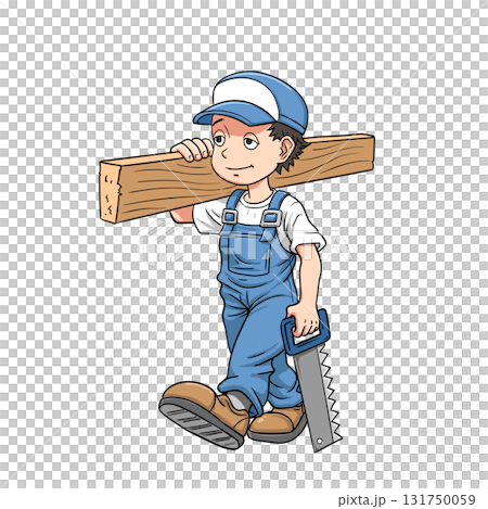 Hand drawn carpenter cartoon 131750059
