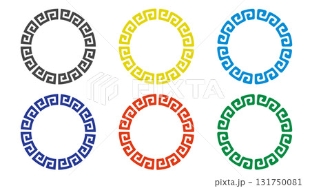 カラフルな雷文の円形フレームセット カラフルな雷文の円形フレームセット 131750081
