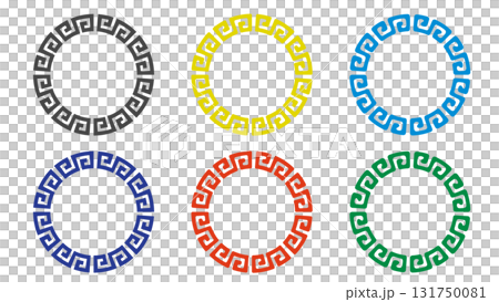 カラフルな雷文の円形フレームセット カラフルな雷文の円形フレームセット 131750081