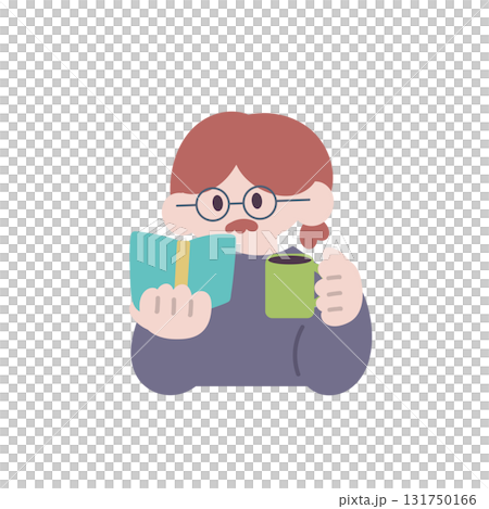 コーヒーを飲みながら本を読む男性 131750166