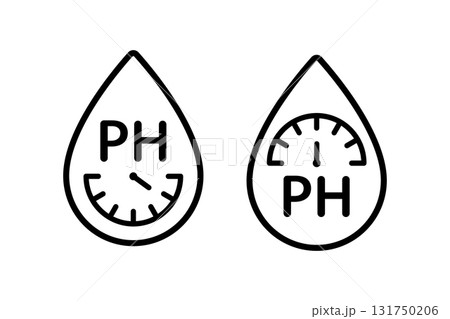 PH balance icon. Neutral water level measure. Water PH measure. Neutral balance skin. Drop line icon. Healthcare design web symbol. Vector illustration isolated on white background 131750206