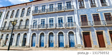 Traditional Portuguese colonial architecture color and style on Rua Portugal street in Sao Luis, Brazil Traditional Portuguese colonial architecture color and style on Rua Portugal street in Sao Luis, Brazil 131750552