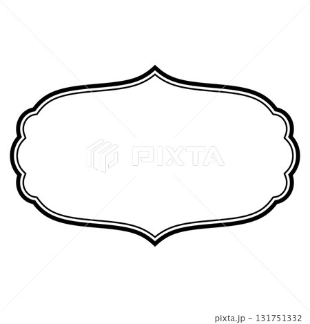 Vintage frame design, elegant border, empty space, ornate blank label with curved edges and pointed 131751332