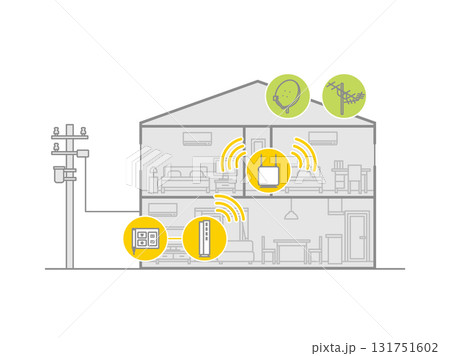 戸建住宅の光回線ネットワーク構成イメージ図 131751602