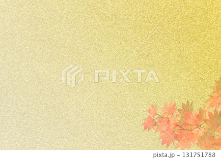 キラキラ輝く繊細な淡金色の模様に紅葉柄をあしらった背景画像12a 131751788