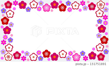 梅の花　フレーム　ホワイトスペース　市松模様 131751891