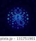 Scorpio zodiac sign on dark blue background 131751901