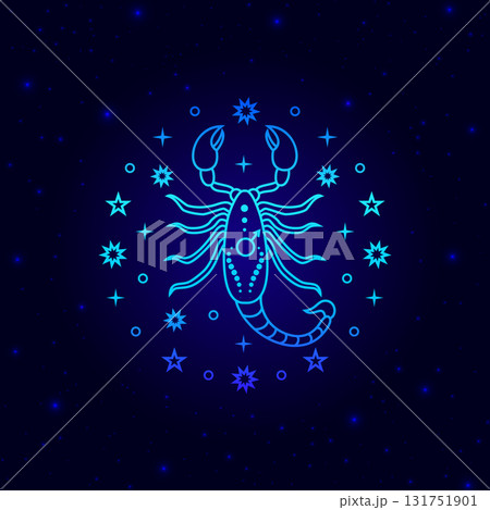 Scorpio zodiac sign on dark blue background Scorpio zodiac sign on dark blue background 131751901