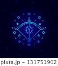 Sagittarius zodiac sign on dark blue background 131751902