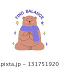 Cartoon bear meditating 131751920