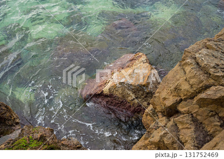 Rocky coastal scene with clear water and seaweed Rocky coastal scene with clear water and seaweed 131752469