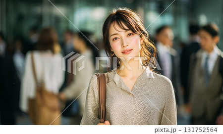 若いビジネスウーマンの出勤イメージ 131752564