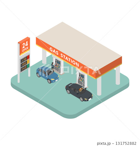 アイソメトリックイラスト：ガソリンスタンド 131752882