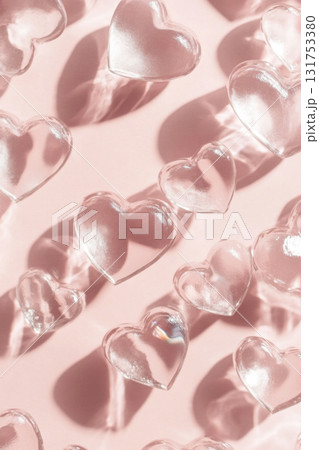 Crystal hearts with rainbow light reflections, ideal for romantic themes or St. Valentines Day background Crystal hearts with rainbow light reflections, ideal for romantic themes or St. Valentines Day background 131753380