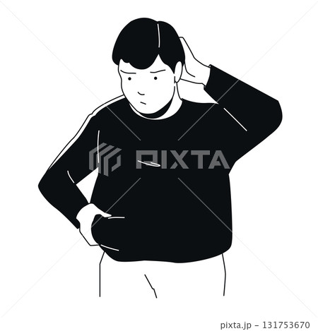 Weight Concern - Black and White Flat Design Illustration Weight Concern - Black and White Flat Design Illustration 131753670