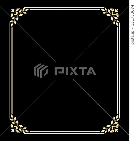 Decorative frame Elegant vector element for design in Eastern style, place for text. Floral black and golden border. Lace illustration for invitations and greeting cards 131753674