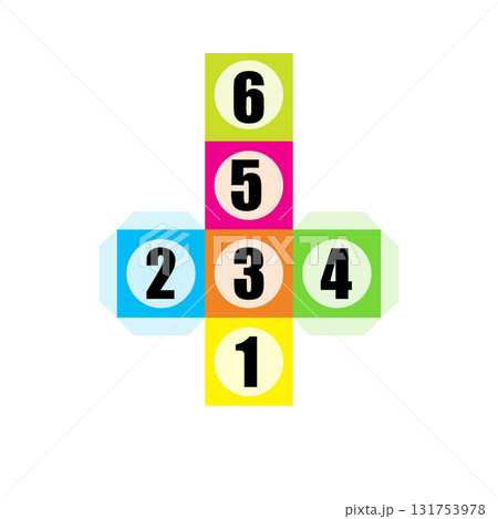 Paper dice template,Printable colorful,Vector illustrations. 131753978