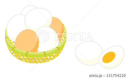 かごに盛ったたまご、ゆでたまご 131754220