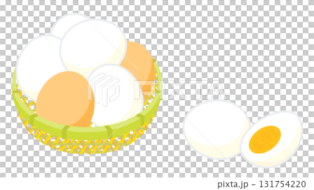 かごに盛ったたまご、ゆでたまご 131754220