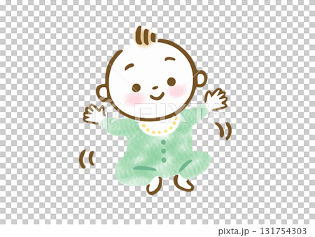 手繪的坐著的嬰兒插圖 131754303